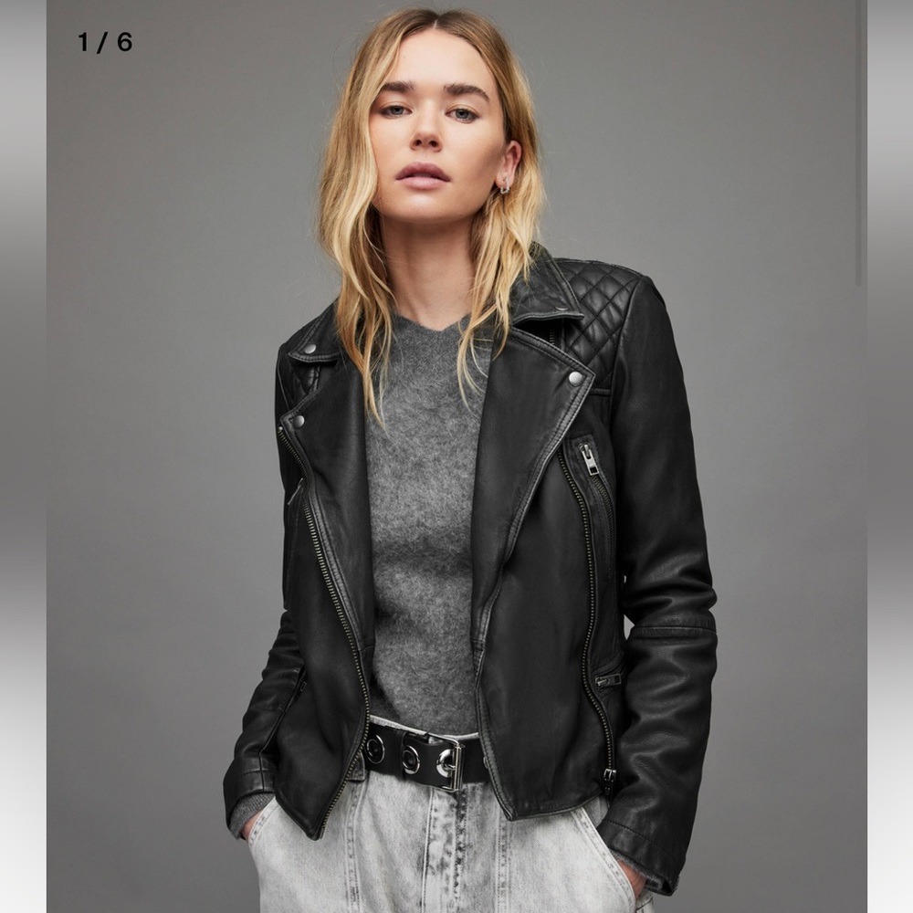 AllSaints Cargo Leather Biker Jacket